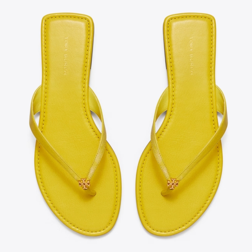 Tory Burch Classic Flip Flop Thong Sandals Colza Yellow Capri Flip Flop